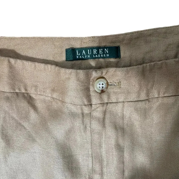Ralph Lauren 100% Line Light brown Women’s pleated twill wide legs pants Sz 12 - Picture 2 of 9